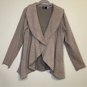Fenini Waterfall Front Blazer Jacket, Button Closure, Mocha, Size Small